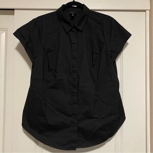 Women’s Button Down Blouse Top Short Sleeve Women’s 1X Black